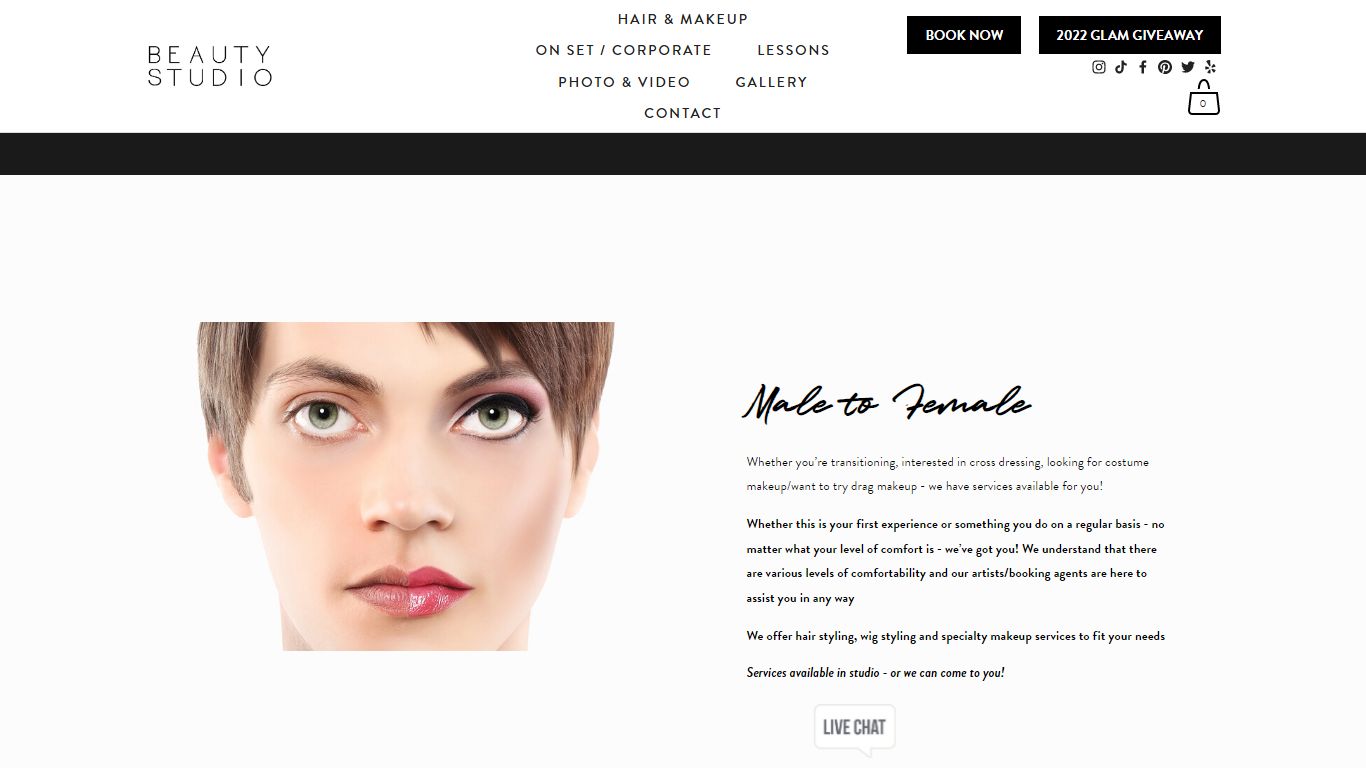 MALE TO FEMALE SERVICES - BEAUTY STUDIO INC