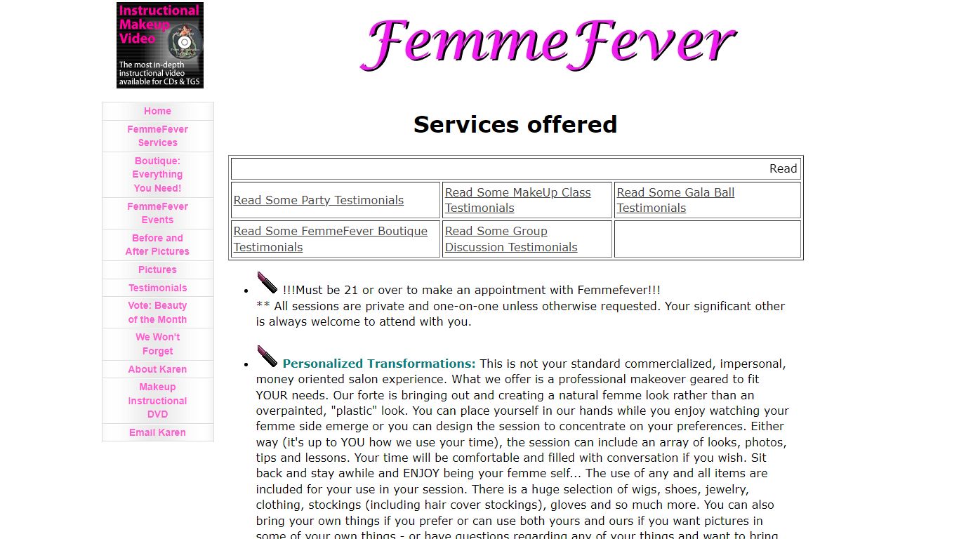 FemmeFever Services Page The leading Transgendered / Crossdressing ...